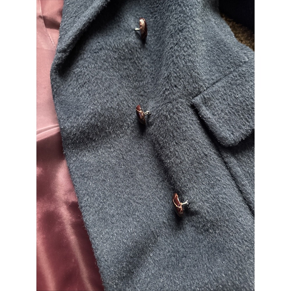 Vintage Double Breasted Navy Blue Forstmann Wool Overcoat Medium Union Made USA - Picture 7 of 12